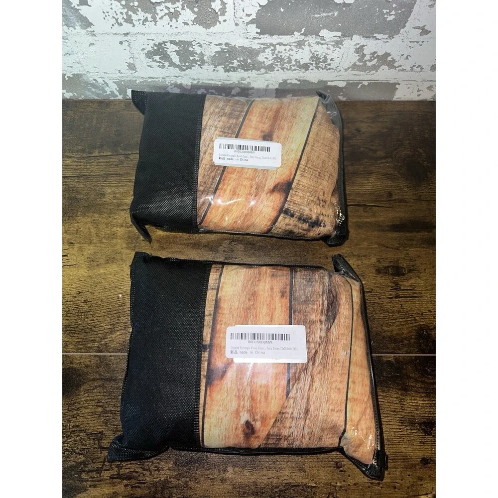 NEW! Lot of 2 Rectangle Wood Grain Fitted Tablecloths Picnic Party Decor 72x30